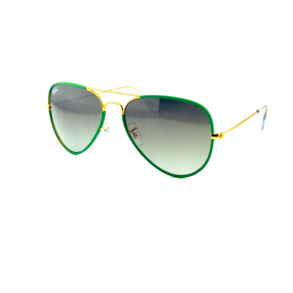 Ray-Ban Aviator Full Color Sunglasses RB3025JM Gold Green Frame Gradient Lenses - Picture 8 of 16